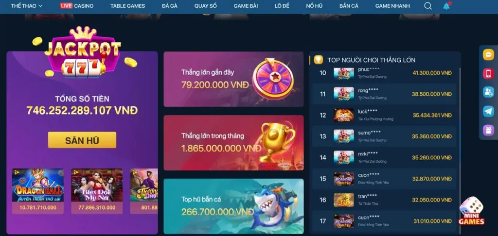 Các loại trò chơi Slot Game và Nổ Hũ phổ biến tại no789 app